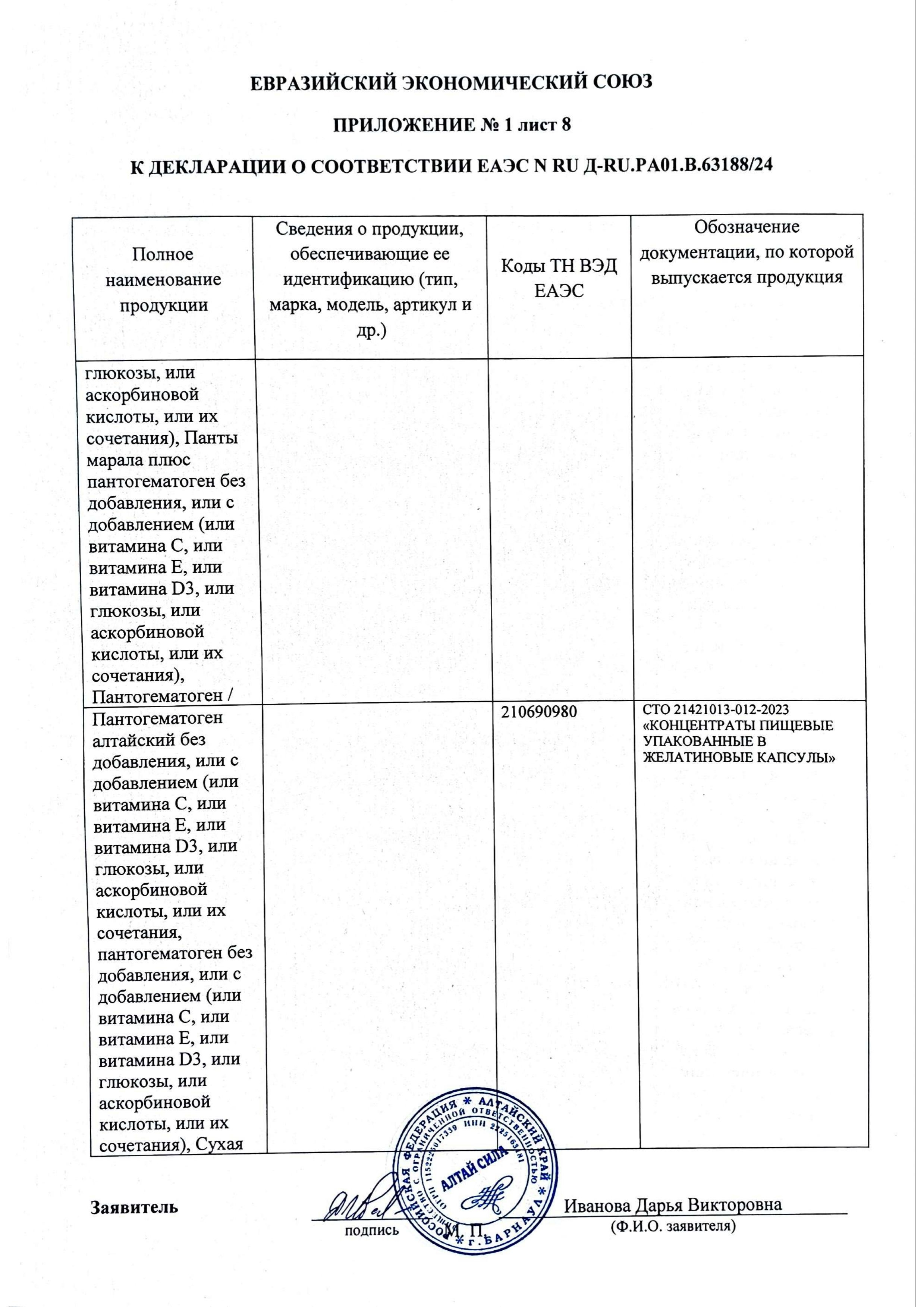 Сертификат на товар Заряд бодрости Фитоэкстракт Алтай Сила 60 капсул Заряд бодрости Фитоэкстракт Алтай Сила 60 капсул сертификат