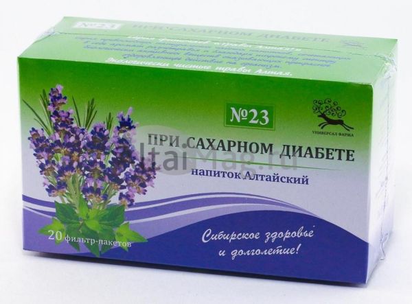 При сахарном диабете чайный напиток Алтайский №23, 20 пакетиков фотография