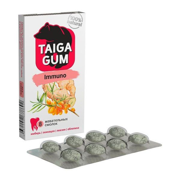 Смолка жевательная Taiga Gum иммуно Алтайский Нектар 8шт фотография