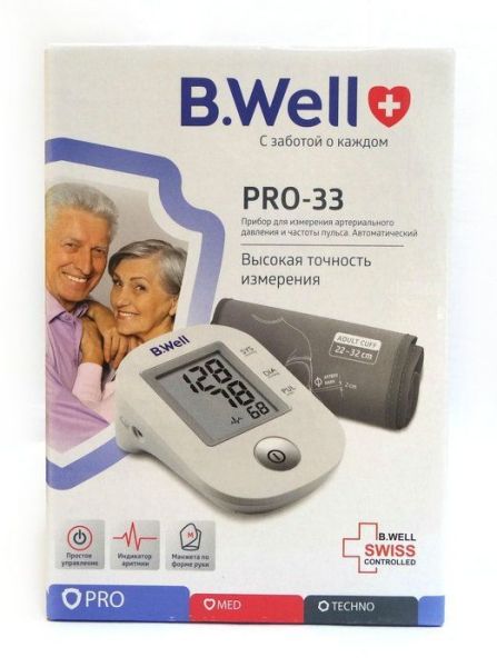 Изображение товара B.Well Swiss Тонометр PRO-33 автомат 1 кнопка манжета M (22-32 см) B.Well Swiss Тонометр PRO-33 автомат 1 кнопка манжета M (22-32 см) фотография