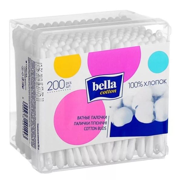 Ватные палочки Bella Сotton 200шт пластик фотография