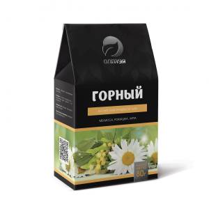 Чай травяной Горный (ромашка, малина, липа, земляника), 80 г