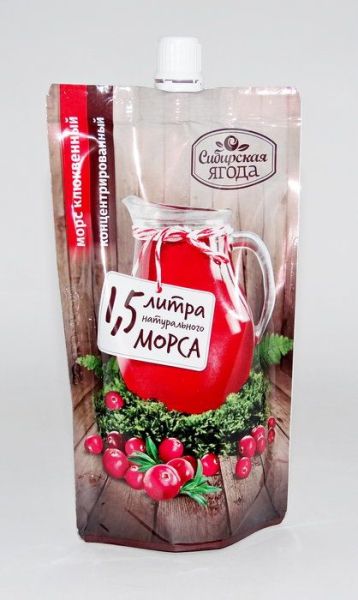 Морс Сибирская ягода Клюквенный с сахаром, дой-пак 0,2 л фотография